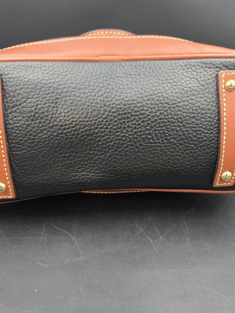 Dooney & Bourke Black and Brown Pebble Leather Satchel